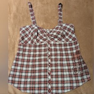 Authentic Harley-Davidson® Plaid w/Faux Pearls Snaps Ladies’s Top